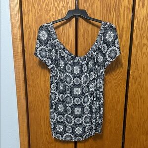 Torrid Black and White Floral Blouse